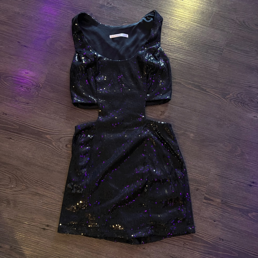 Black Sequin Cutout Mini Dress Fits XS!